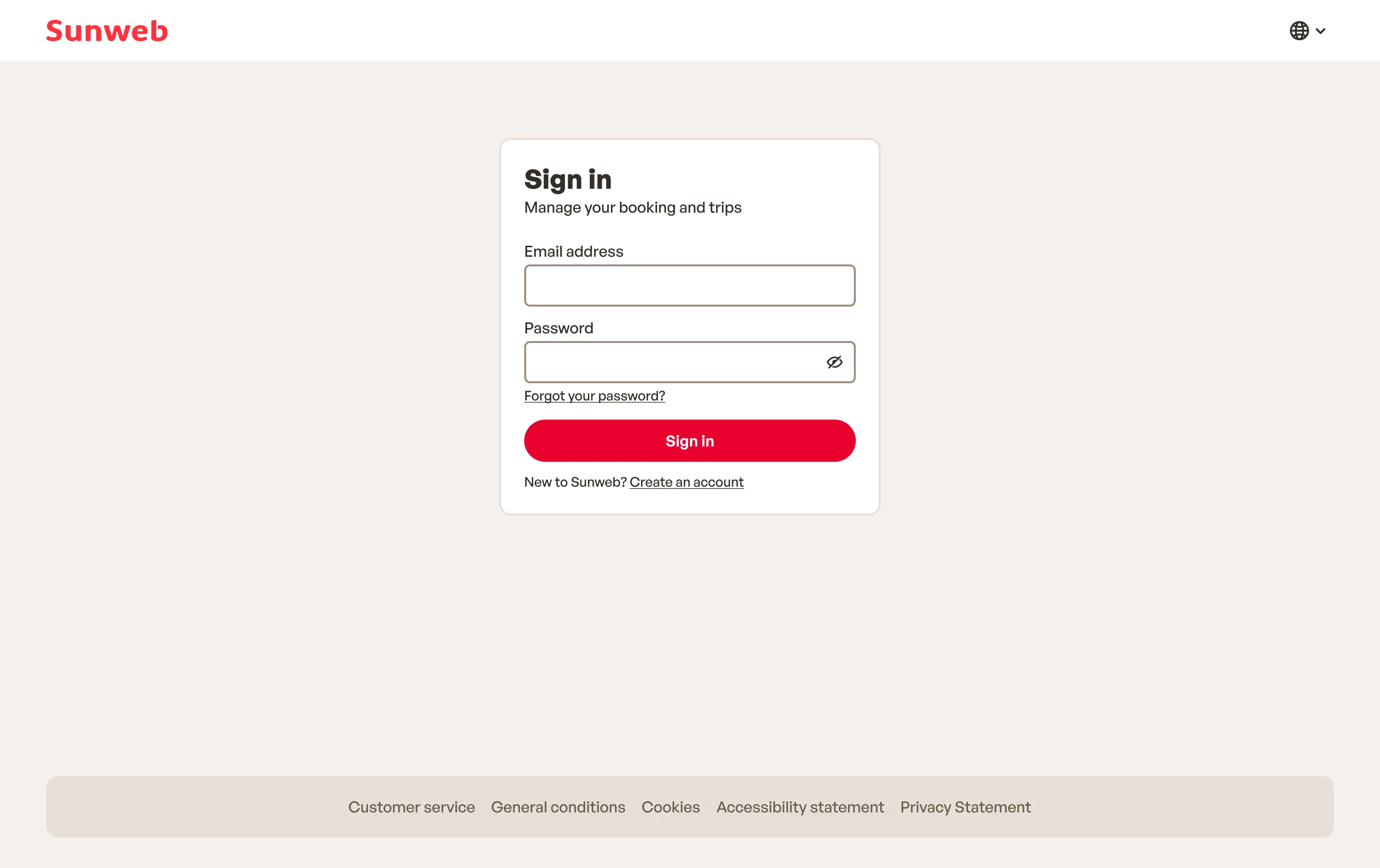 New sign-in page: only the logo, the form on a calm background, short labels and a show-password toggle